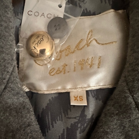 Size XSmall double breasted Coach Heather Gray Wool Pea Coat With gold buttons. - Picture 10 of 15